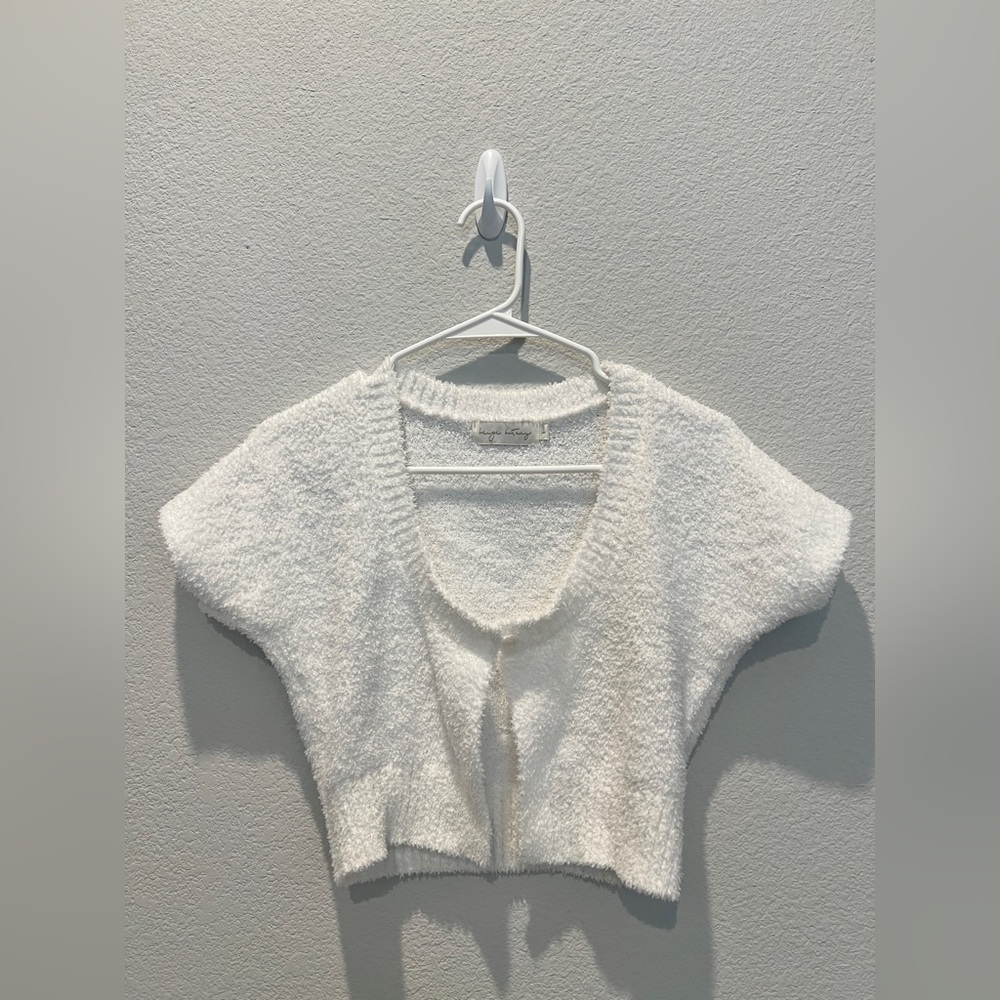 Women Fluffy Holiday Season Top White Size Large L